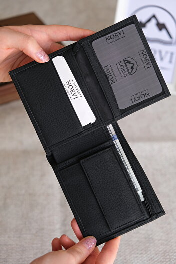 Norvi Leather Genuine Leather Hidden Zipper Men's Wallet Card Holder