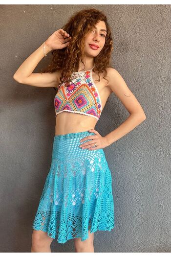 Gönülden Tasarım Hand Knitted Lace Skirt Bustier Set Standard