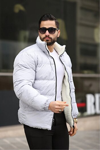 FASİON Men's Fur-Lined Waterproof and Windproof Puffer Jacket