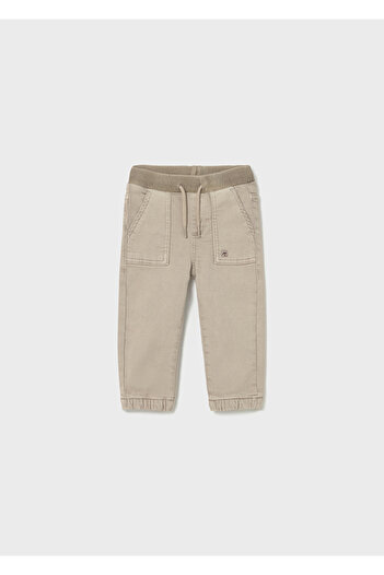 MAYORAL 1-4 Years Old Baby Boy Jogger Pants – Beige, with Pockets and Elastic Waistband
