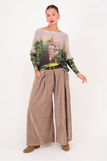 Park Moda 30522 Belt Detail Corded Pants