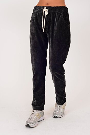 Park Moda 21993 Velvet Pants with Elastic Waist