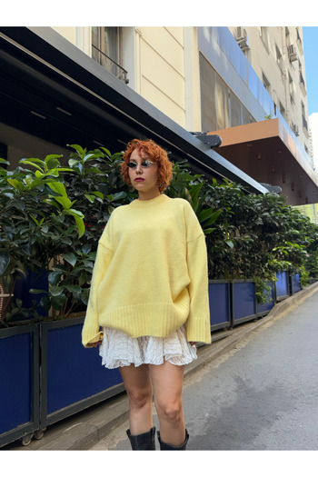 Bak'ap Premium Crew Neck Basic Oversize Knitwear Sweater