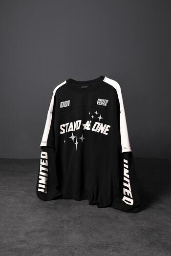 Slatra Men's Black Stand as One Oversize Sweatshirt