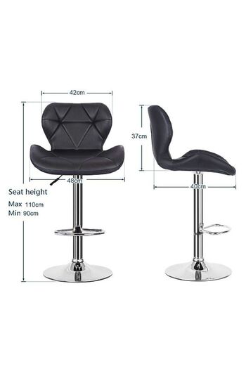 AWF AL WADI FURNITURE Nifa 3 Piece Adjustable Square Mdf Wood Bar Table Set & 2 Diamond Style Bar Chairs Bar stools, Black