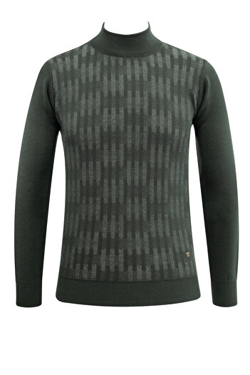 Çizgi Triko Men's Half Fisherman Sweater Patterned Steel Knitting Classic Mold