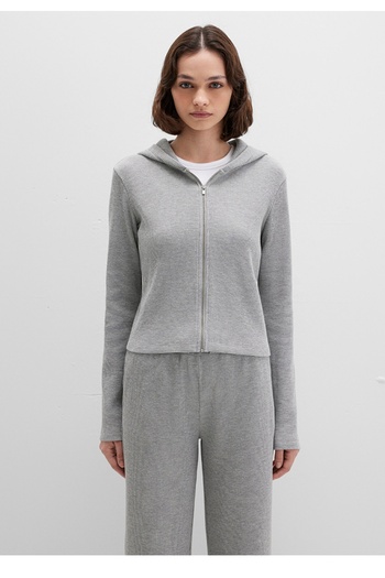 Mavi Zippered Textured Hooded Slim Fit Sweatshirt