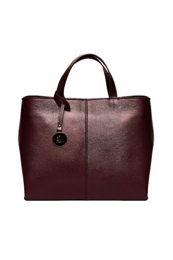 ANNA FELLINI Women's Leather Bag, ANNA FELLINI, Medium Ana Basket, Burgundy, 35x13x28 cm
