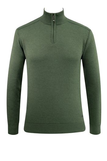 Çizgi Triko Men's Zippered Half Fisherman Sweater Knitwear Solid Color Classic Fit