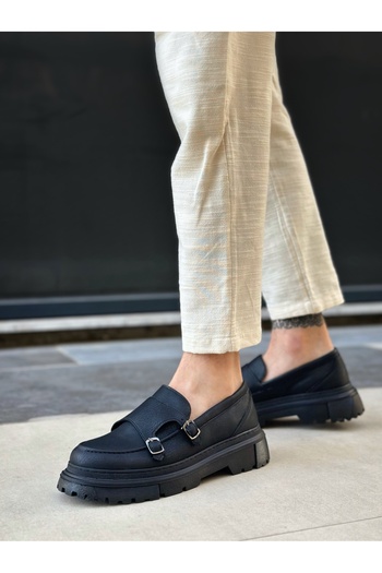 BOA Ba0242 Classic High Black Sole Men's Shoes with Buckle