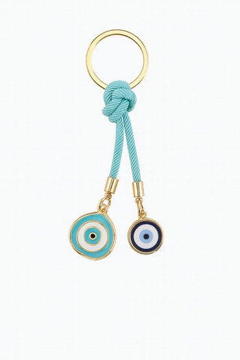 simagift Evil Eye Bead Keychain – Light Blue String Double Charm |   Car, Bag & Gift Accessory