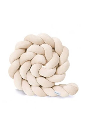 Sparrow Braided cot bumper, made of velvety cotton, Sparrow, Velvet Almond, 200 cm