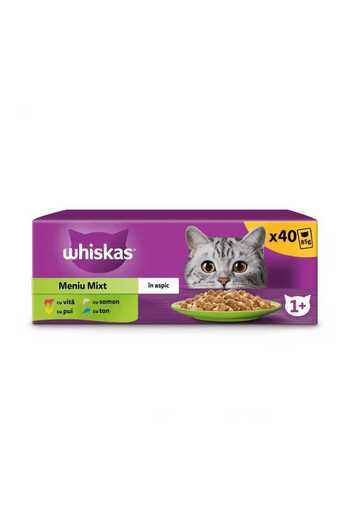Whiskas Wet Food for Cats, Mixed Selections (in Aspic), 40 x 85 g
