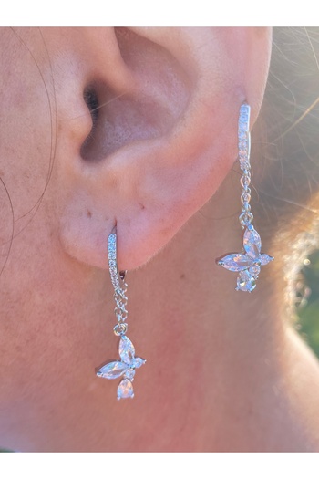 kurukafagift Butterfly Figured Zircon Stone Double Dangle Earrings