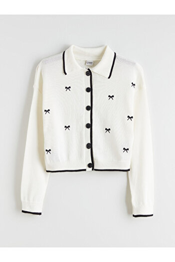 LC Waikiki Lcw Girls' Polo Neck Knit Cardigan
