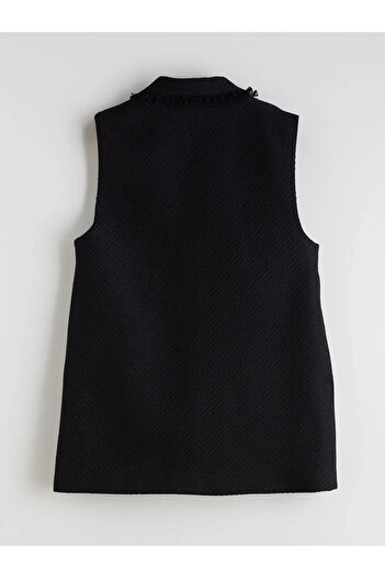 LC Waikiki Lcw Modestblack Shirt Collar Women's Tweed Vest