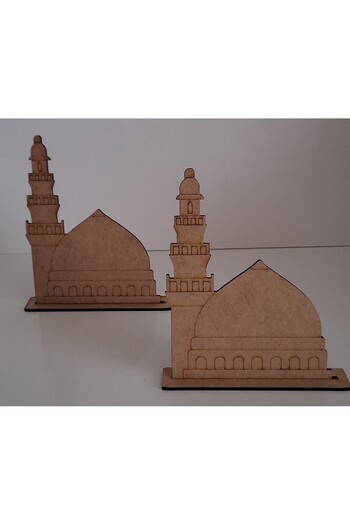 Ebrulisler 2 Mosques Nebevi Wooden Painting Religious Activity School Course Event Mevlid Candlestick Set