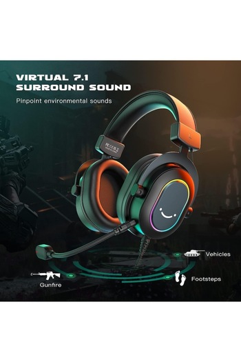 Fifine H6 Gaming Headset RGB, Surround 7.1, 3 EQ Modes, Omnidirectional Microphone, Black