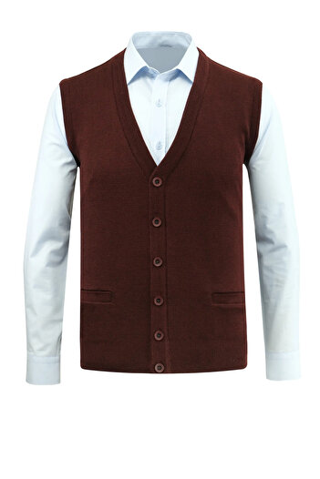 Çizgi Triko Men's Buttoned Vest Knitwear with Pockets Steel Knit Classic Fit - 5200L
