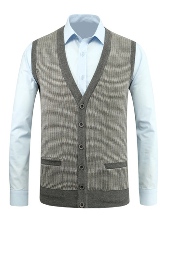 Çizgi Triko Men's Buttoned Vest with Pockets Patterned Steel Knit Classic Fit - 5205L