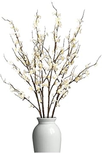 Generic Ammyoo 4 PCS Artificial Plum Blossom Party Decorations Fake Cherry Flowers Faux Long Stems Winterswe
