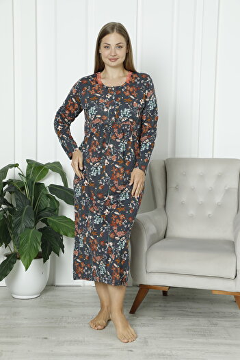 EM&FA TEKSTİL Floral Pattern Women's Nightgown