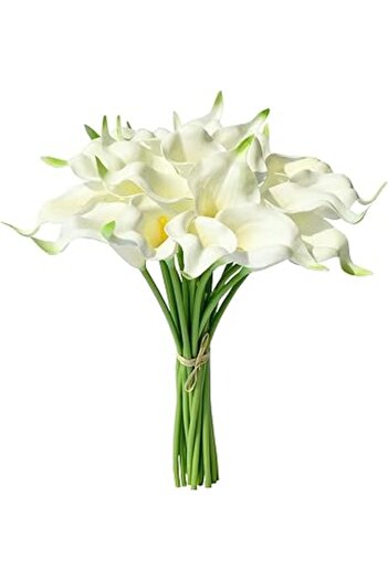 Generic OFRANK Artificial Calla Lily White Silk Flowers 13.4" for Home Kitchen & Wedding 20 Pcs