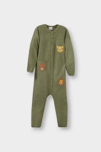 DeFacto Baby Boy Newborn Animal Patterned Knitwear Jumpsuit (25 Wn)