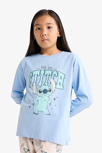 DeFacto Kız Çocuk Disney Lilo & Stitch Pijama Takımı Uzun Kollu Üst Uzun Alt F7357A825AU