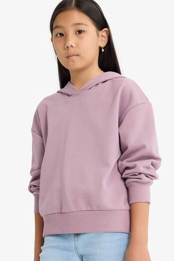 DeFacto Girl's Relax Fit Hooded Basic Plain Sweatshirt F0008A825Au