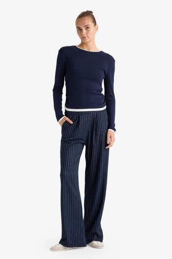 DeFacto Wide Leg Striped Wide Loose Leg Pants G1413Ax25Wn