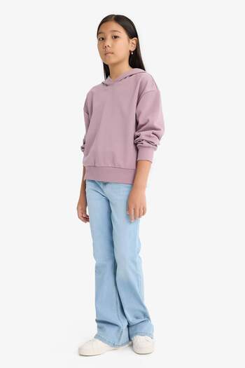 DeFacto Girl's Relax Fit Hooded Basic Plain Sweatshirt F0008A825Au
