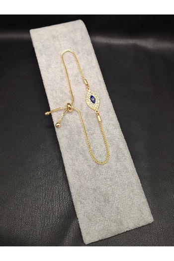 Han Ticarethane Gold Color Stone Evil Eye Beaded Eye Model Bracelet