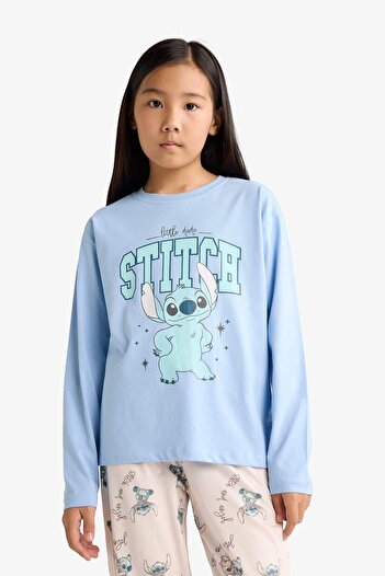 DeFacto Kız Çocuk Disney Lilo & Stitch Pijama Takımı Uzun Kollu Üst Uzun Alt F7357A825AU