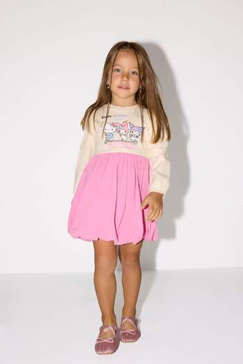 DeFacto Baby Girl Hello Kitty Long Sleeve Ribbed Camisole Dress G0370A525Wn