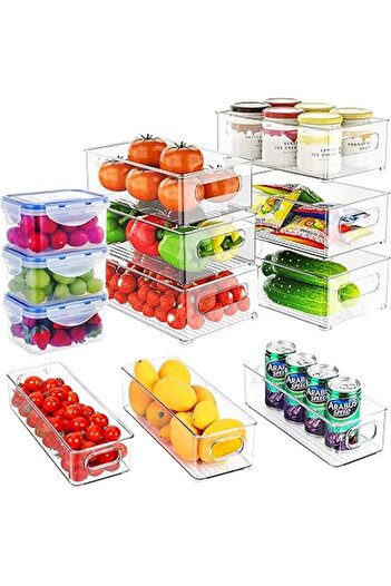 Generic RFAQK Fridge Organizers and storage stackable 12pcs, Bins-Refrigerator Pantry Organizer-Kitchen Food