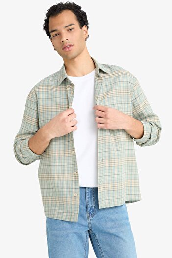 DeFacto Boxy Fit Kareli Uzun Kollu Gömlek G3717AX25AU