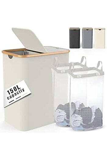 Generic LTLCLZ 150L Large Laundry Basket with 2 Removable Inner Bags, Clothes Hampers for Laundry, Dirty Clo