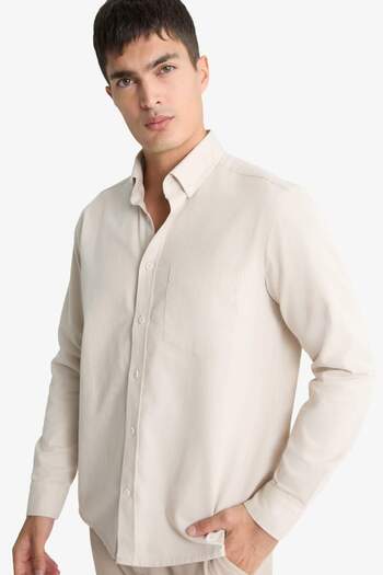 DeFacto Regular Fit Polo Neck Gabardine Long Sleeve Shirt F1261Ax25Au