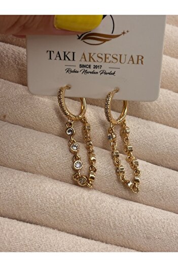 Butik Steel Rose Gold Dangle Waterway Earrings