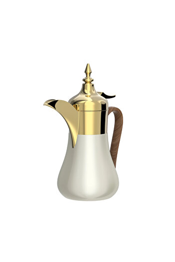SQUALO Gold + Beige Stainless Steel Coffee Pot with Wooden Handle - 0.35L