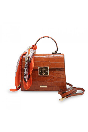BESSO Serenata di Seta Dark Orange Genuine Leather Handbag