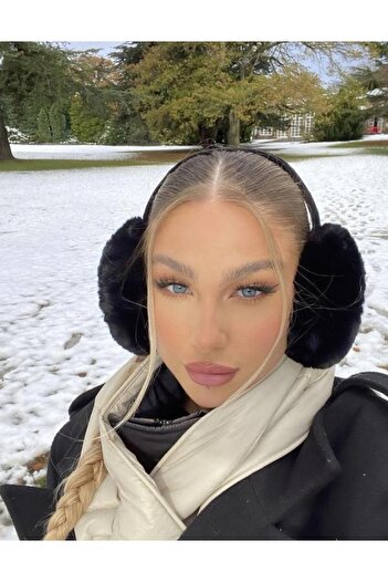 Wearflawless 2-Piece Set Plush Black Earmuffs and Soft Scarf Set, Winter Earmuffs and Scarf Set