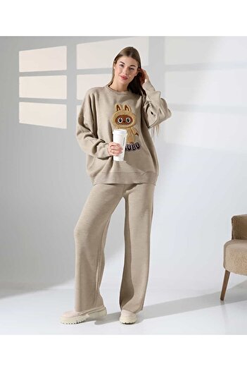 REDMİNA fashion Labubu Patterned Oversize Knitwear Set