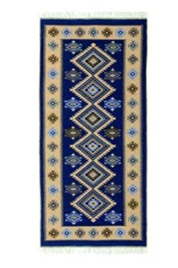 OMS Traditional Woven Carpet, Two Sides 60x180 cm, Blue Diamond