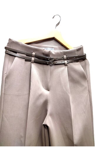 HANIMCA GİYİM Double Belt Model Winter High Waist Side Pocket Lycra Pants