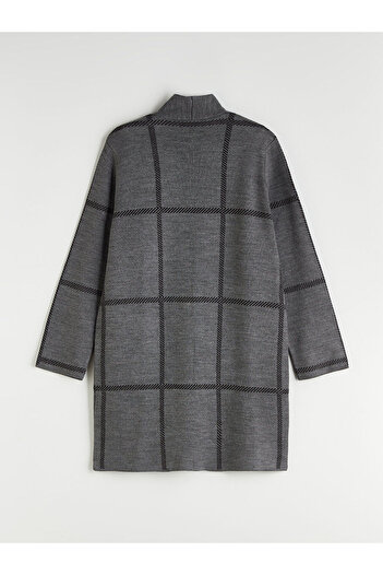 LC Waikiki Shawl Collar Plaid Women's Knitwear Cardigan