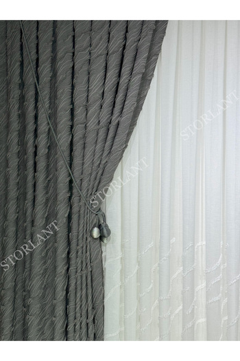 Storlant Puffy Aqua Gray Background Curtain – Luxury Single Panel, 1/3 Tight Pleat, Accessory Gift - High Quality