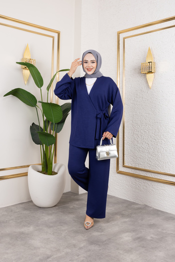 ensade Lace Detailed Kimono Wide Leg Pants Set