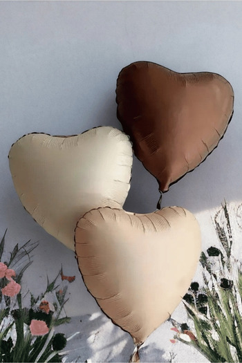 Bunloon 3 Colors Heart Foil Balloon Set 18 Inch – Beige, Cream and Caramel Party Decor